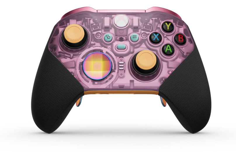 Xbox Elite Wireless Controller Series 2 - Core - Body: Candy Cipher , D-pad: Faceted - Sunset Chroma, Back: Soft Orange  Front side