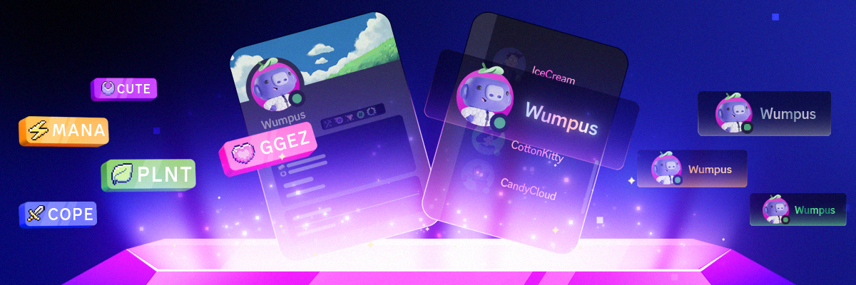 Previews of Server Tags and Enhanced Role Styles, floating over a glowing pink gem.