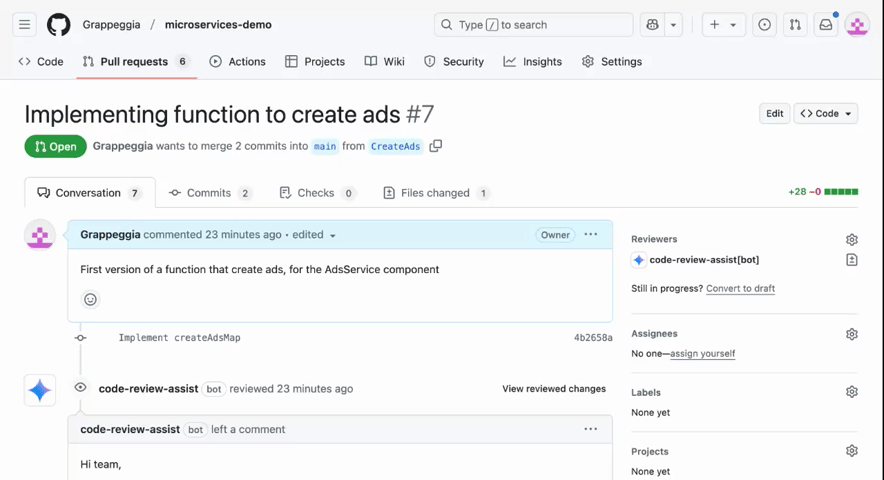 Gemini Code Assist for GitHub example