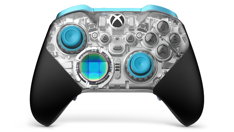 Front view of the Xbox Elite Wireless Controller 2 in green and black.