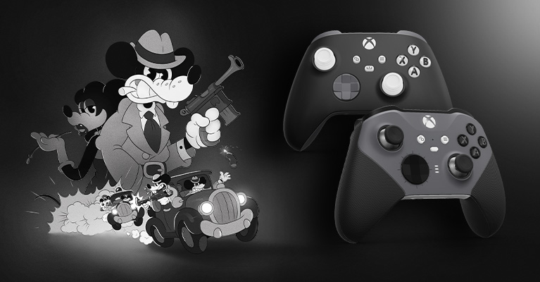 MOUSE: P.I. For Hire, black and white image of Jack Pepper and Tammy Tumbler, mouse detectives.